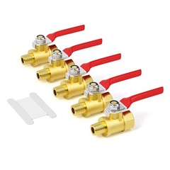 5PCS 1/8 Inch Brass Mini Ball Valve, Shut Off Valve, 1/8 Inch Male x Female NPT