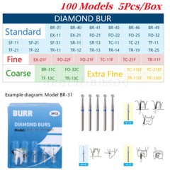 50pcs Dental Ball Round Diamond Burs for High Speed Handpiece FG1.6mm BR-30C B/A