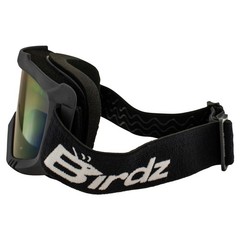 Birdz Skylark Motorcycle Black Goggles + Face Mask ReflecTech Mirror Lens