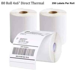 80 Rolls 4×6 Direct Thermal Labels 250 Per Roll For Zebra Eltron LP2844 ZP450 US