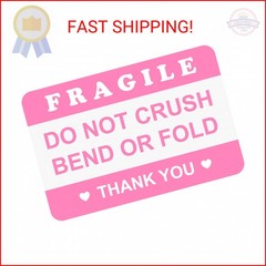 2″x3″ 100PCS Pink Fragile Do Not Crush Bend or Fold Handle with Love Labels Stic