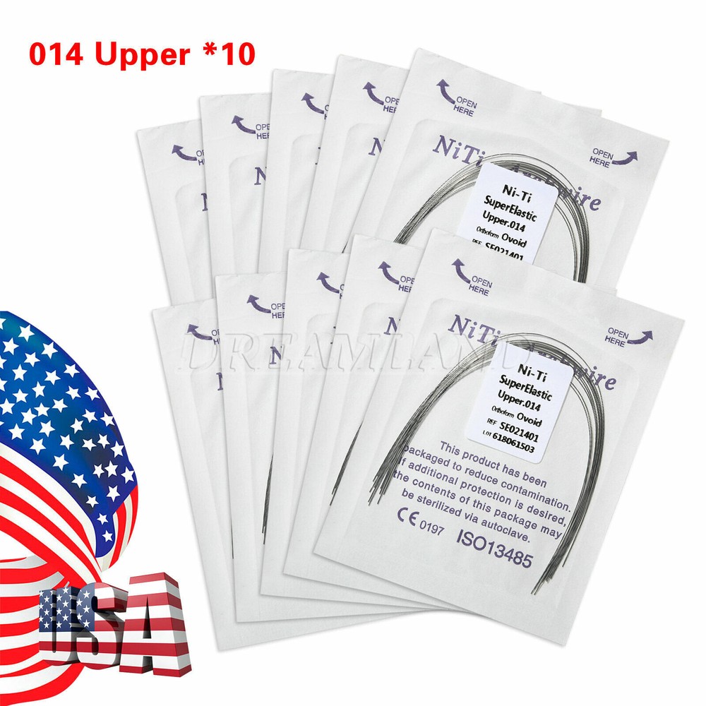 100pcs Dental Ortho Super Elastic Niti Arch Wire Round Ovoid Form 014Upper/Lower