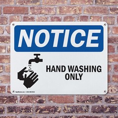 (2 Pack) Hand Washing Only OSHA Notice Sign Decal Metal Plastic