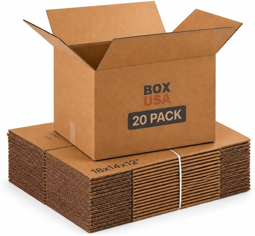 Medium Moving Boxes 18″L X 14″W X 12″H 20-Pack – Corrugated Cardboard Box for Sh