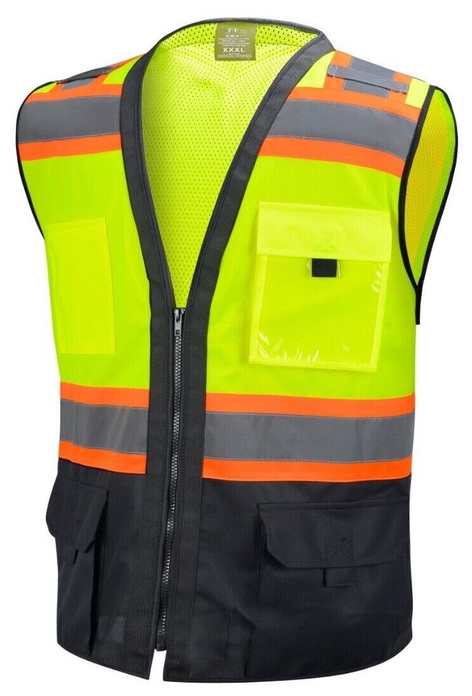 Surveyor Black/ Yellow Two Tones Safety Vest, ANSI/ ISEA Photo ID Pocket (802)