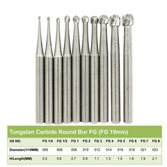 Wave Dental Surgical Burs Round FG SURG 2 4 6 8 High Speed Carbide Bur 19mm 25mm