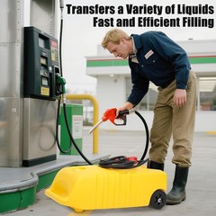 14 Gallon Fuel Can with Pump 10FT Hose Wheeled Gas Diesel Transfer Tank Caddy