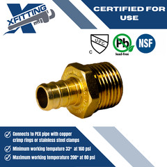 10) 1/2 PEX X 1/2″ MALE NPT THREADED ADAPTER PEX B CRIMP FITTING LEAD FREE BRASS