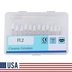 12pcs Dental Flame White Stone Polishing FG Burs Fl2 Abrasion Point Bur SANDENT