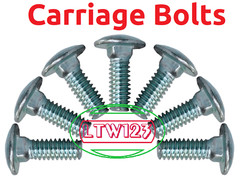 (20 Pieces)# 10-24×1/2″ Full Thread Coarse Carriage Bolt Grade 2 Zinc Plated