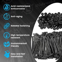 100 Pcs Nylon Universal Cable Tie Buckle for Car, T Style Automotive Zipper Clip