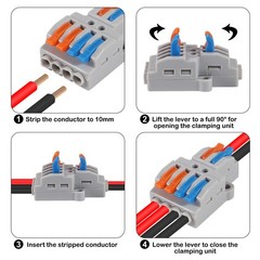 10 Pcs Lever Wire Connectors, Quick Wiring Cable Connector Push-in Conductor …