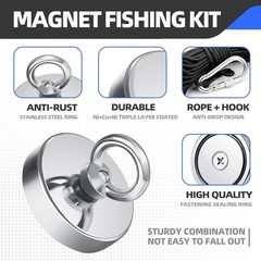 Magnet Fishing Kit 2.4″60 mm 500lb+, Big Strong Rare Earth Fish Magnets Heavy…