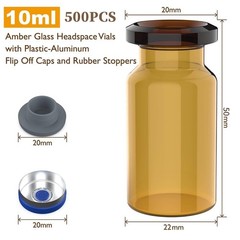 500/1000Pcs 10ml Amber Glass Vials Clear Headspace Lab Vials w/ Cap Sample Vials