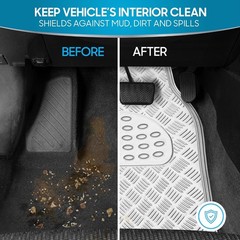 BDK Metallic Chrome Car Floor Mats – Silver, All-Weather, Universal Fit