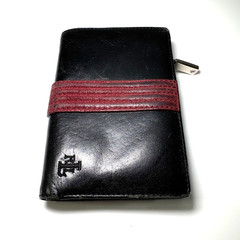Lauren Ralph Lauren Wallet Black Leather LRL Clutch Compact Card Holder Red VTG