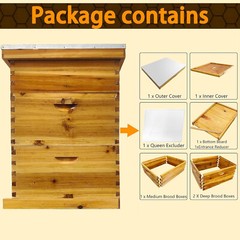 3 Layer Beekeeping Starter Hive Kit 2 Deep 1 Medium