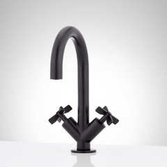 Signature Hardware Vassor Single Hole Bathroom Faucet Pop-Up Drain – Matte Black