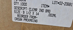 1000 Clear Poly Bags 2Mil 9 1/2 x 14 in. Flat Open Top Plastic Packaging Packing