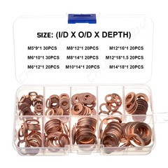 200Pcs Copper Diesel Injector Washers Fuel Set Seal Rings Assortment Kit