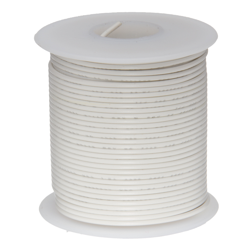 30 AWG Gauge Stranded Hook Up Wire White 25 ft 0.0100″ PTFE 600 Volts