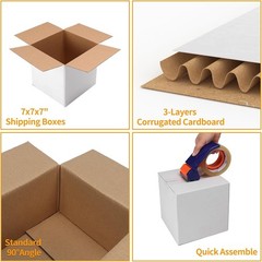 7x7x7 Shipping Boxes Set of 25, Small White Cardboard Mailer Box for Packing,…