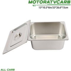 ALL-CARB 2 Stainless Steam Hotel Pans With Lids 1/2 Size 6″ Deep Thickened