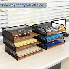 3-Tier Stackable Tray, Metal Mesh Desktop Organizer, Sorter, Letter Trays,Fil…