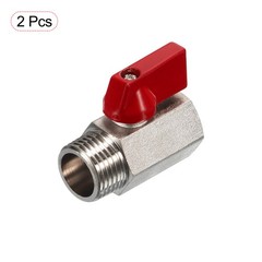 2Pcs 1/2 NPT Brass Mini Ball Valve NPT Female to Male Shut-Off Valve Red