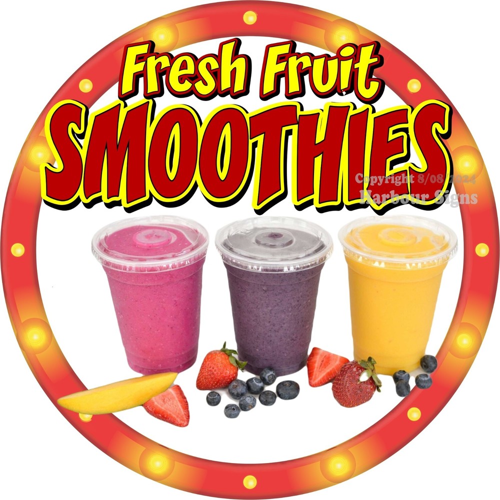 Fresh Fruit Smoothies DECAL Drink Concession Food Truck Sticker c2