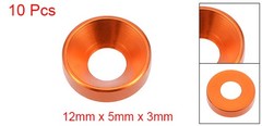 10 Pcs 12mm x 5mm x 3mm Aluminum Alloy Countersunk Washer Orange