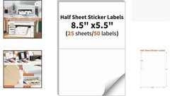 Versatile Half Sheet Labels (50 Total) – Strong Adhesive & Printer Compatible