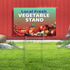 Local Fresh Vegetable Stand Indoor Outdoor Yard Sign with metal stakes