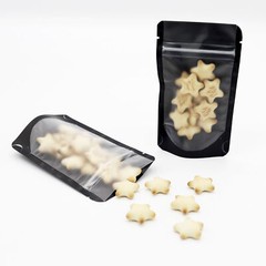 100/200/500 Matte Black Stand Up Food Packaging Bag with Window Rounded Corner