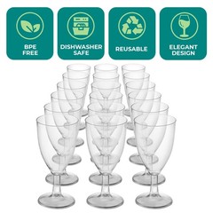 JoyServe 24 Plastic Wine Glasses Disposable – 7 Oz Clear BPA-Free Plastic Glasse