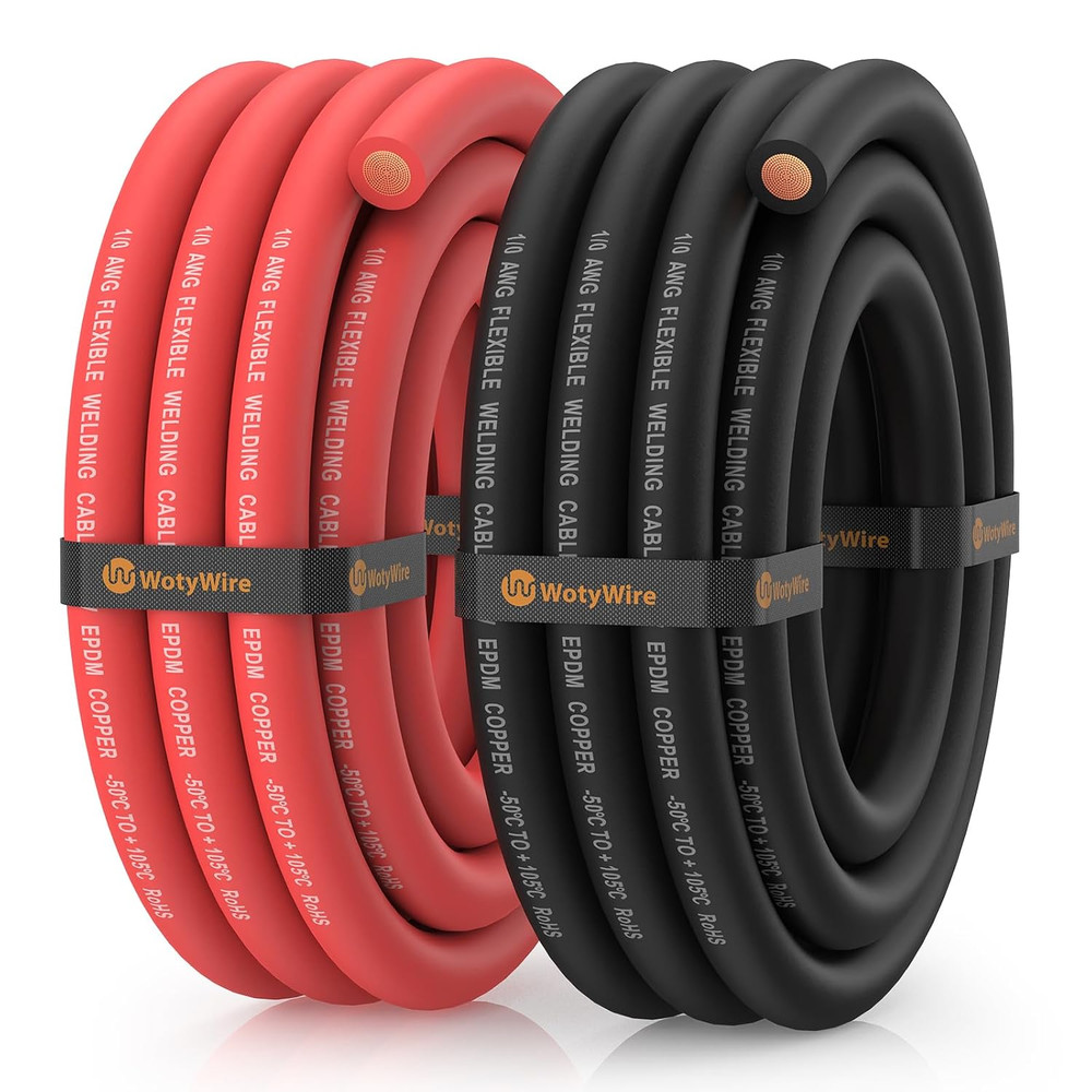 1/0 Gauge Wire Battery Cable, 1/0 AWG EPDM Welding Cable with Oxygen-Free Copper