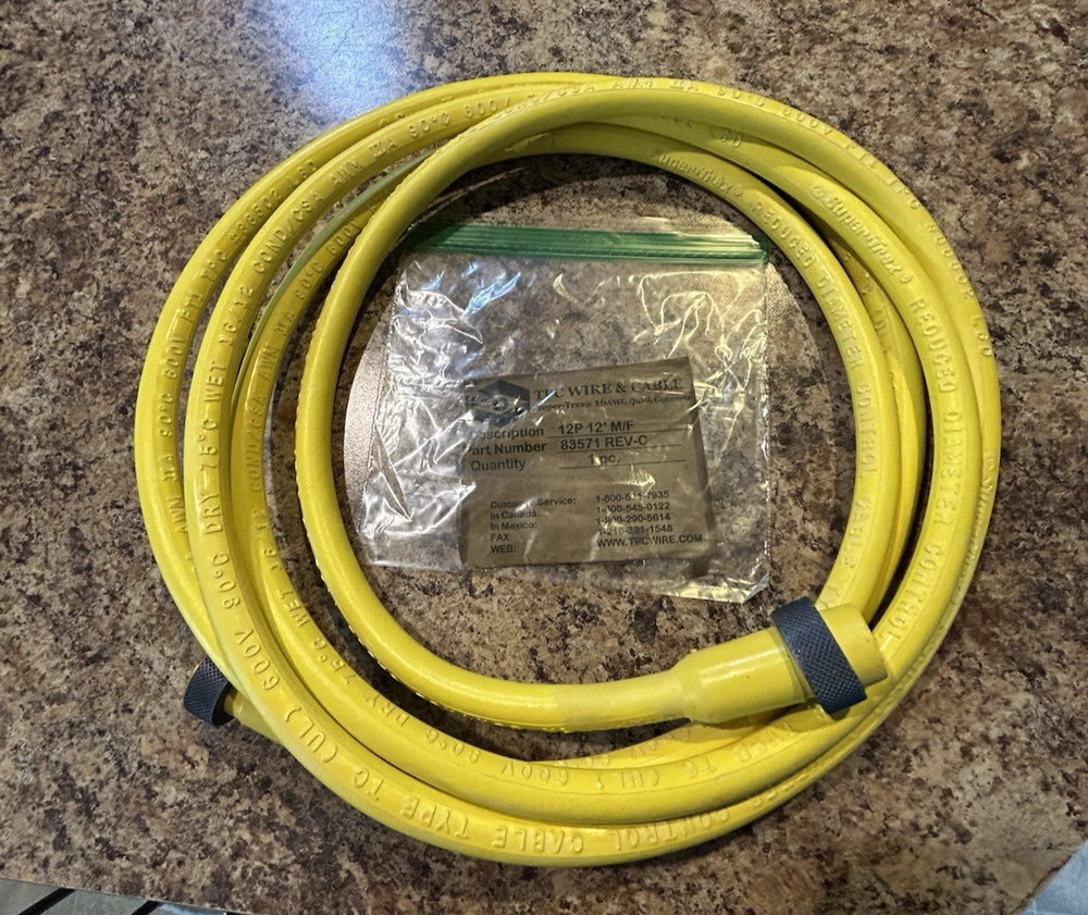 TPC Wire & Cable Super Trex 83571, 12-Pole 12ft M/F Cable Assembly New