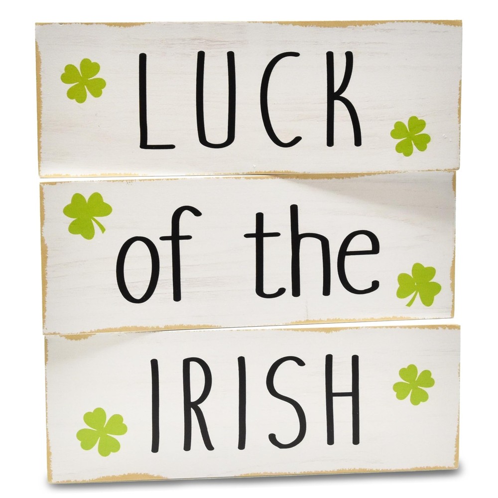 St. Patrick’s Day Wooden Tabletop Decor – Luck of the Irish red pink white