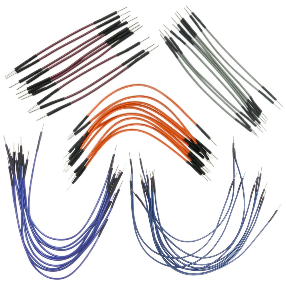 50 Piece Set of Male to Male Jumper Wire, Lengths of 2″ to 8″, Assorted Colors