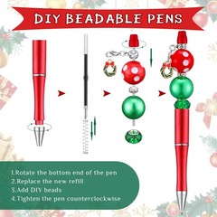 Fuutreo 12 Set 126 Pcs Christmas Beadable Pens Kit Silicone Plastic Wooden Be…