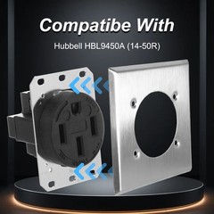 Single Hole 2 Gang Receptacle Wall Plate Ø2.48″ for HBL9450A Hubbell 14-50R
