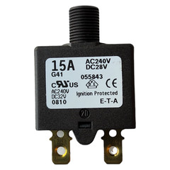 ETA Thermal Circuit Breaker, 1658 Series, 15 A, 1 Pole Push to reset, NEW