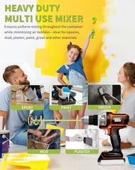 Paint Mixer for Drill Stirring Attachment Double Helix Fits 1-5 Gallon Bucket