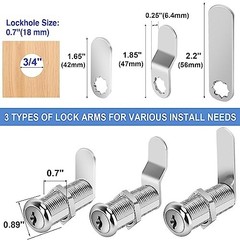 Cabinet Cam Lock 15 Pack Keyed Alike 1.5 Inch Zinc Alloy for RV Storage Tool Box