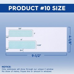 10 Envelopes Security Self Seal, 500 Count Mailing Envelopes with Double Window,