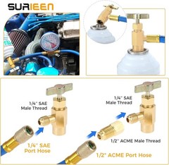 R1234Yf Self-Sealing Can Tap, F-1/4 SAE 1/2 LH Thread Valve Tool with Adapter