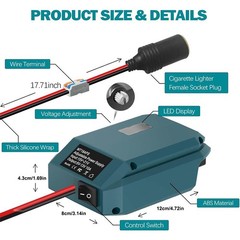 DC 18V- 12V For Makita 18V Battery Step Down Converter Cigarette Lighter Adapter
