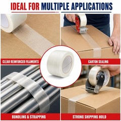 Industrial Grade Reinforced Filament Tape, 2″ x 60yds
