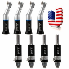 10 Sets Dental Air Motor 4Hole E-type + Low Speed Contra Angle Black fit 2.35mm