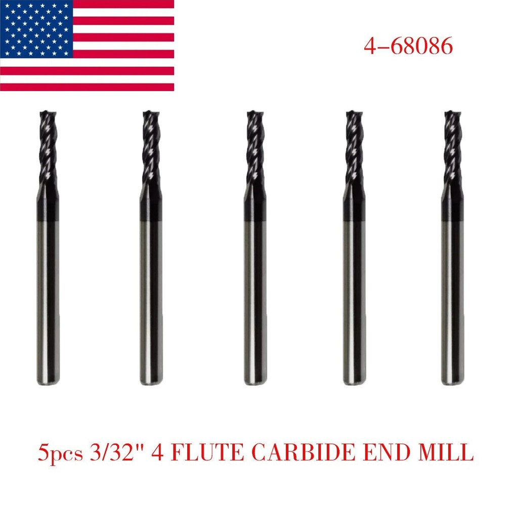 5 PCS 3/32″ 4 FLUTE CARBIDE END MILL – TiALN COATED USA Free shipping！